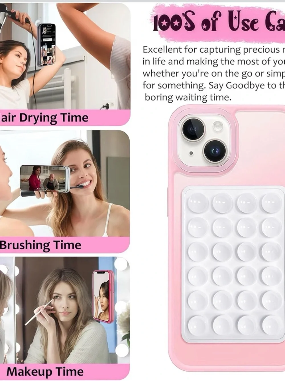 2-Pack Silicone Suction Phone Grips - Hot Pink & Blush